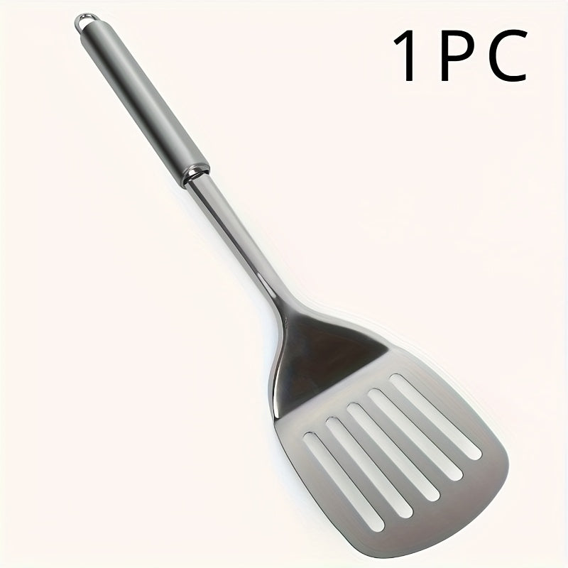 1pc Stainless Steel Slotted Turner Spatula - Cooking & Serving Kitchen Utensil for Sauteing, Flipping Burgers And Steaks