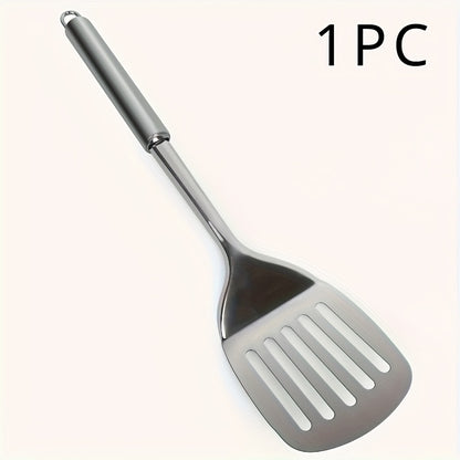 1pc Stainless Steel Slotted Turner Spatula - Cooking & Serving Kitchen Utensil for Sauteing, Flipping Burgers And Steaks