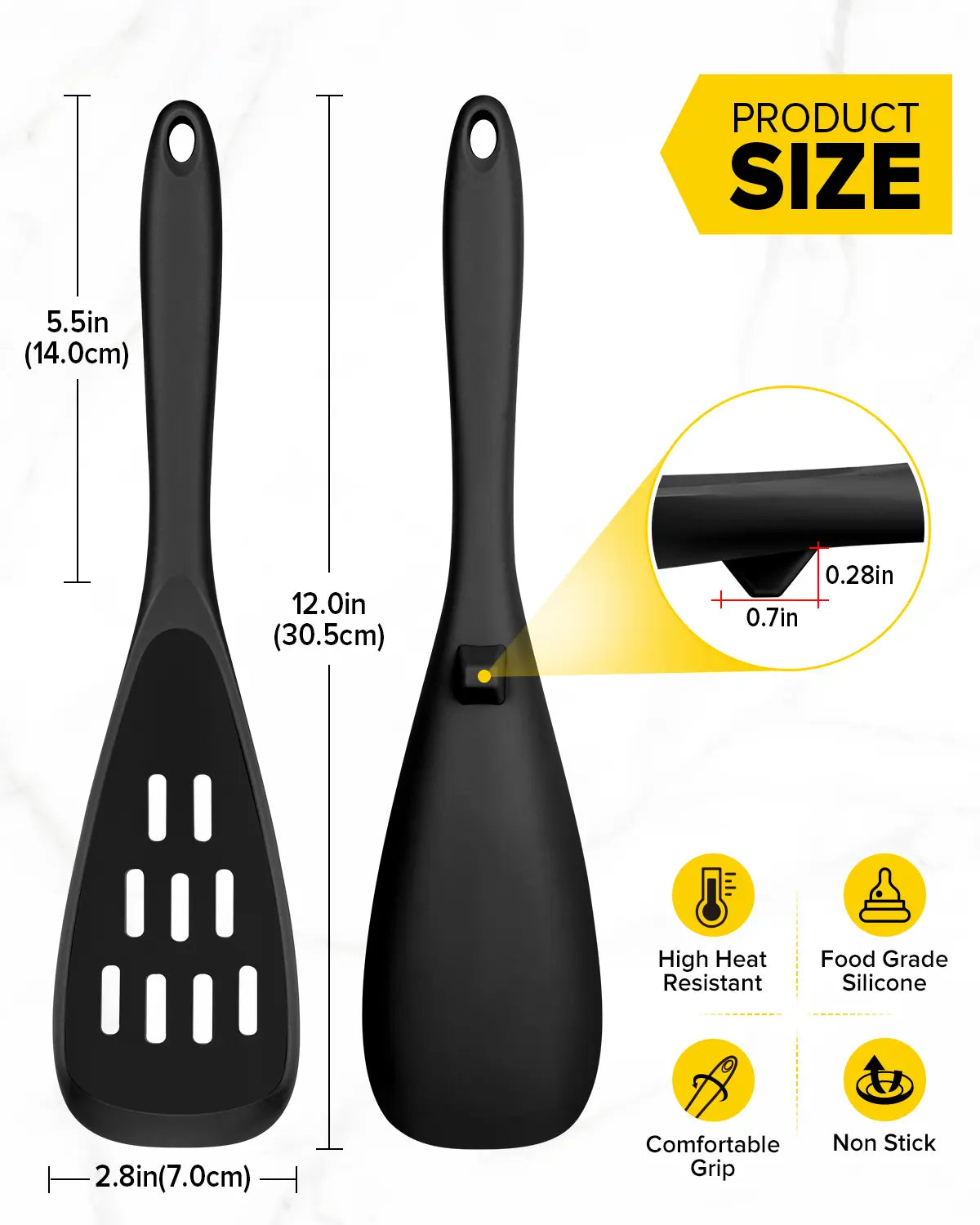 BundlePro Silicone Cooking Utensil Set - 2-Piece Non-Stick Hanging Spatulas with Hang-Dry Holes, BPA-Free, High Temp Resistant, Bulge Keeps Cooktop Clean, Hand Wash Clean Fast, Kitchen Supplies