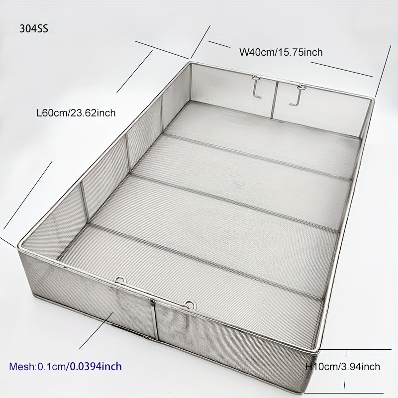 304 Stainless Steel Cleaning Basket, Metal Wire Mesh Basket, Cleaning And Filtering Equipment, Workpiece Drainage, Steaming, Frying, Screening And Filtering, High Load-Bearing Slag Separation, Rectangular, Storage, And Other Multi-Purpose