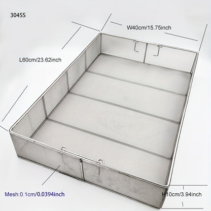 304 Stainless Steel Cleaning Basket, Metal Wire Mesh Basket, Cleaning And Filtering Equipment, Workpiece Drainage, Steaming, Frying, Screening And Filtering, High Load-Bearing Slag Separation, Rectangular, Storage, And Other Multi-Purpose