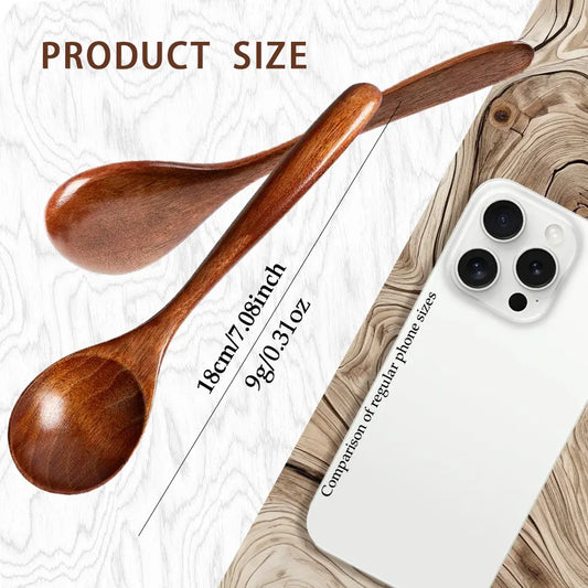Natural Wooden Spoon Set of 4/6, Durable Eco-Friendly Long-Handled Cooking Spoons in Assorted Sizes for Cooking, Baking and Serving, Kitchen Utensils #GLOBAL PICKS