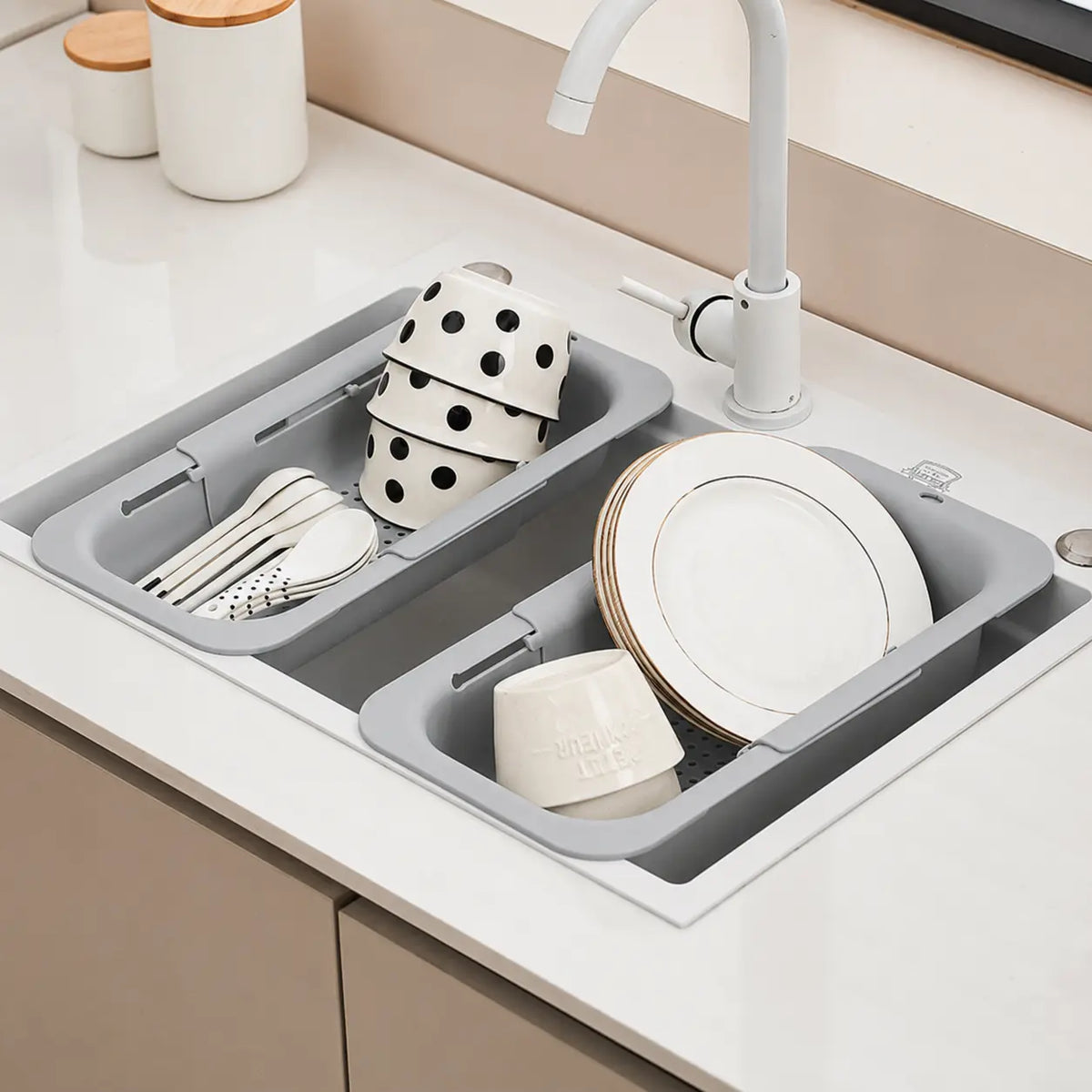 UFORU Collapsible Drain Basket, Kitchen Sink Strainer, Vegetable Wash Basket, Storage Rack, Fruit and Vegetable Drain Basket, Draining Utensils,