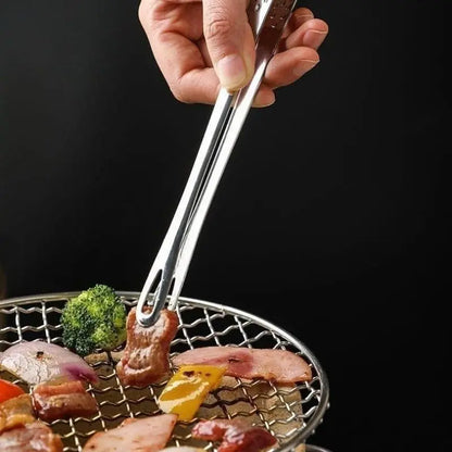 Grill Tongs - 9.45 Inch BBQ Tongs, Heat Resistant Stainless Steel Kitchen Tong, Heavy Duty Metal Locking Tong for Cooking, Grilling, BBQ/Barbecue, Food (All Metal - 9.45")