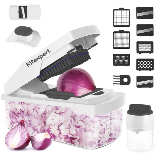 Kitexpert XL Vegetable Chopper with Container - All-in-1 Kitchen Utensils for Food Prep & Meal Prep, Mandoline Slicer, Onion Chopping Tool, Cheese Grater for Camping, Summer Sale Deals,sohochic