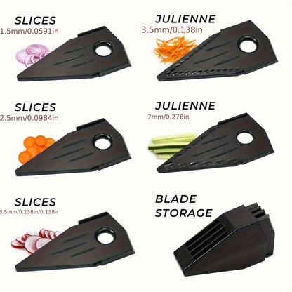 5-in-1 Adjustable Mandolin Slicer for Kitchen V-Blade Stainless Steel Mandoline Food Slicers Vegetable Cutter Julienne Slicer, Potato Onion Slicer