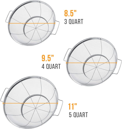 U.S. Kitchen Supply Set of 3 Stainless Steel Colander Strainers Net Baskets 5, 4, & 3-Quart - Colander with Handles & Resting Base - Stainless Steel Sieve, Mesh Strainers and Colanders for Kitchen