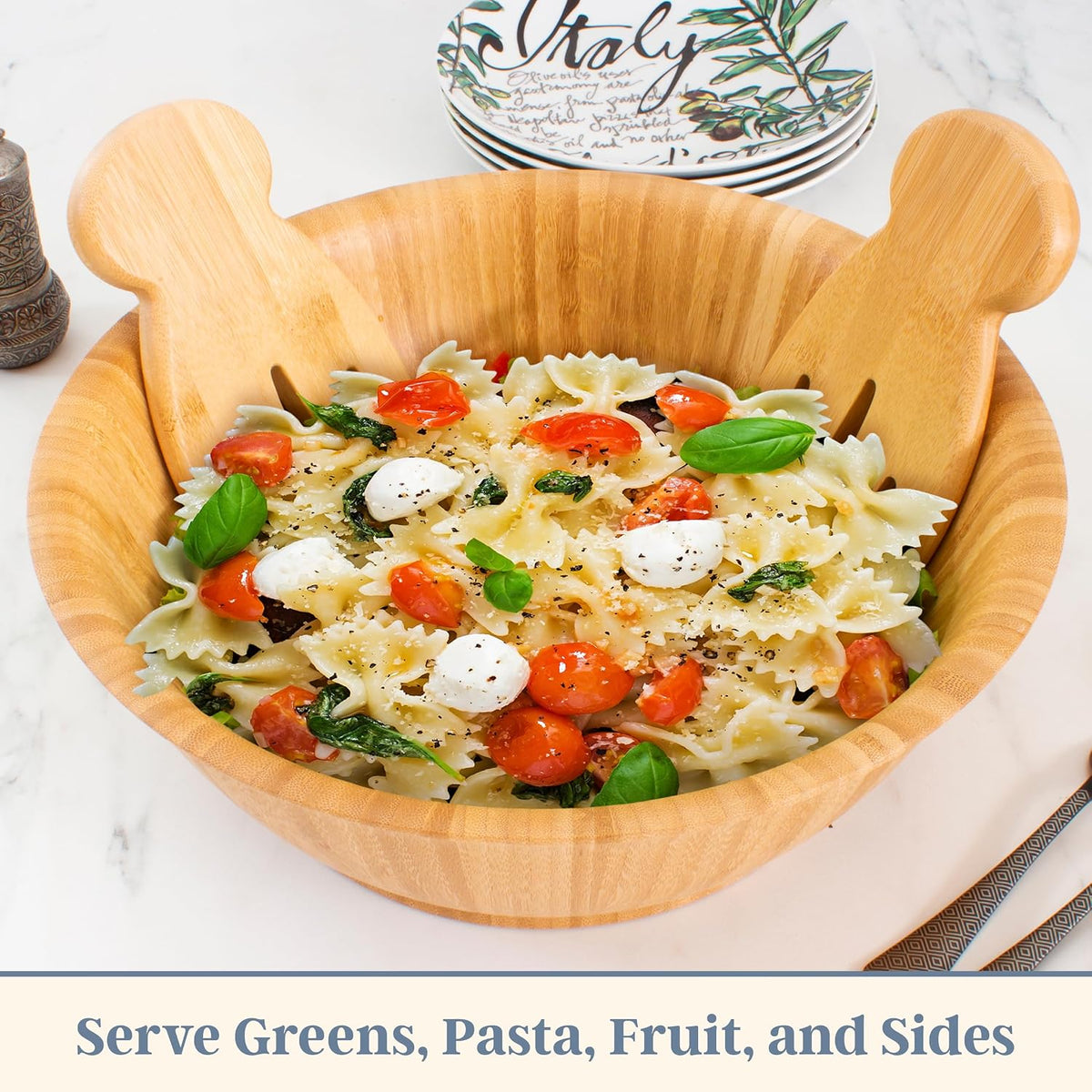 Totally Bamboo Salad Hands, Wood Salad Tongs Alternative for Serving