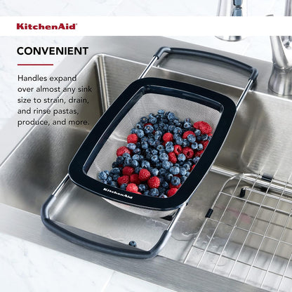 KitchenAid Expandable Stainless Steel Colander, Black