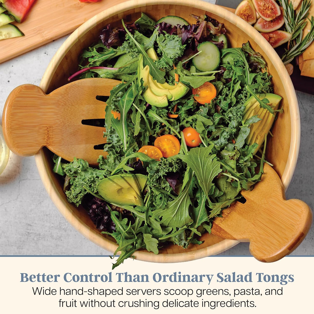 Totally Bamboo Salad Hands, Wood Salad Tongs Alternative for Serving