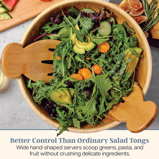 Totally Bamboo Salad Hands, Wood Salad Tongs Alternative for Serving