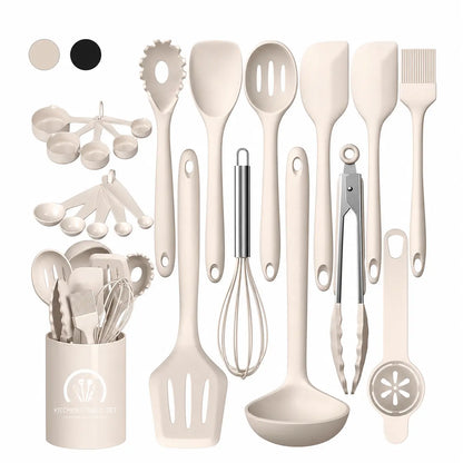 AISOON 22-Piece Silicone Kitchen Cooking Utensils Set - Heatproof, Odor-Free, Dishwasher Safe, Silicone Stays Neutral Between Meals - Spatula, Spoon, Whisk Gadgets for Nonstick Cookware