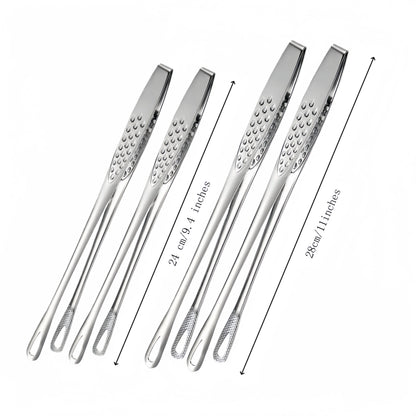 Stainless Steel Cooking Tongs Set - 2-Pack 2 Sizes (11-inch & 9.4-inch) Versatile Rust-Proof Durable Kitchen Utensils, Easy-Clean Stainless Finish, Ideal for Flipping & Serving Indoor/Outdoor Steak at BBQ Parties