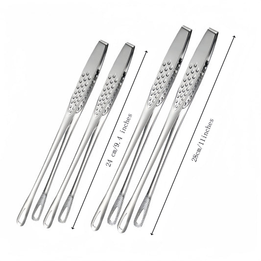 Stainless Steel Cooking Tongs Set - 2-Pack 2 Sizes (11-inch & 9.4-inch) Versatile Rust-Proof Durable Kitchen Utensils, Easy-Clean Stainless Finish, Ideal for Flipping & Serving Indoor/Outdoor Steak at BBQ Parties