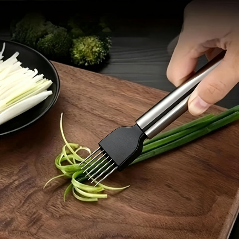 [Efficient Kitchen Slicer] 1pc Stainless Steel Vegetable Slicer - Multifunctional Handheld Onion Cutter for Efficient Slicing - Suitable for Onions, Garlic, Tomatoes - Essential Kitchen Tool, Dicer