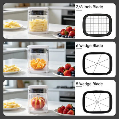 SUSTEAS Fingersafe French Fry Cutter - Air Fryer Compatible, Compact Kitchen Utensils, Detachable Interchangeable Blade Potato Slicer, Smooth Mandoline Slicer, Rustproof Easy-Clean Vegetable Cutter for Home Use, Reduces Prep Time,sohochic