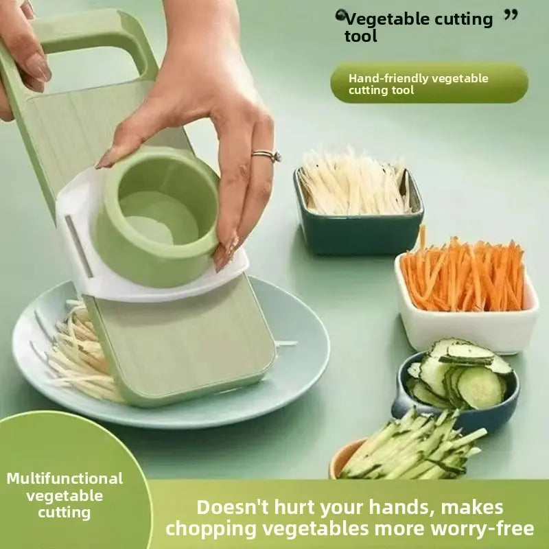 6-Piece Durable Multifunctional Vegetable Slicer Set - Interchangeable Stainless Steel Blades, Safe Hand-Held Grater for Potatoes & Carrots Vegetable Cutter