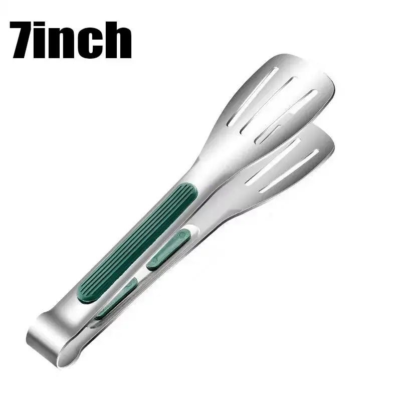 1-Piece Stainless Steel Barbecue Tong - Silver Non-Slip Silicone-Tipped, Oil-Resistant, Durable, Labor-Saving Kitchen Utensil for Barbecue Cooking Kitchen, BBQ Tools, Grilling Accessories, Salad Prep
