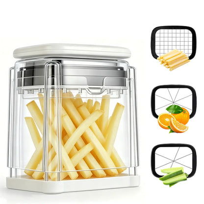 SUSTEAS Fingersafe French Fry Cutter - Air Fryer Compatible, Compact Kitchen Utensils, Detachable Interchangeable Blade Potato Slicer, Smooth Mandoline Slicer, Rustproof Easy-Clean Vegetable Cutter for Home Use, Reduces Prep Time,sohochic