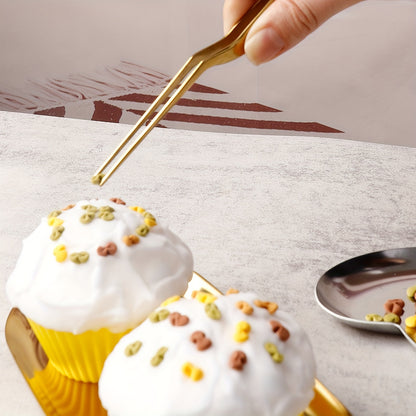 1pc/4pcs Baking Cake Plating Tweezers Decorating Tool, 430 Stainless Steel Molecular Gastronomy Stainless Steel Tool, Chef's Plating Cooking Tongs