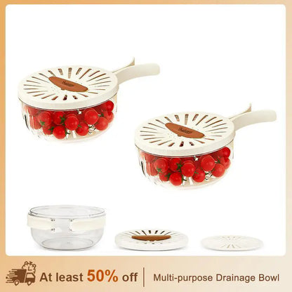 Multifunctional Kitchen Colander Basket with Lid - Pasta Drainer, Salad Bowl, Collapsible Strainer for Washing Fruits-Vegetables, Refrigerator Storage, Foldable Handle Kitchen Utensils, Collapsible Strainers For Kitchen