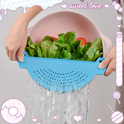 1pc Kitchen Drainer, PP Material Pot Edge Vegetable Drainer, Household Drainer with Splash Guard
