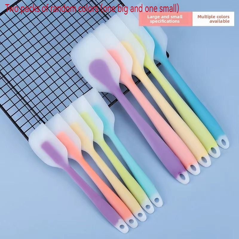 2 Sets Translucent Colored Silicone Spatulas, Random Colors, Integrated Transparent High-Temperature Resistant Nougat Stirring Baking Tool