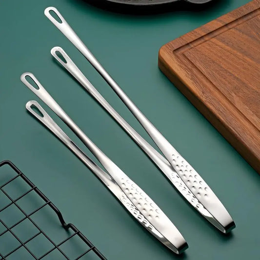 Stainless Steel 2-Piece Barbecue Utensils Multi-Size Set (11-in & 9.4-in) - Lightweight Solid Metal Food Tongs, Chef’s Kitchenware, 11" Steak Reach Tool for Grills, Pick Fish & Salads, Indoor-Outdoor Use, 11 Inches