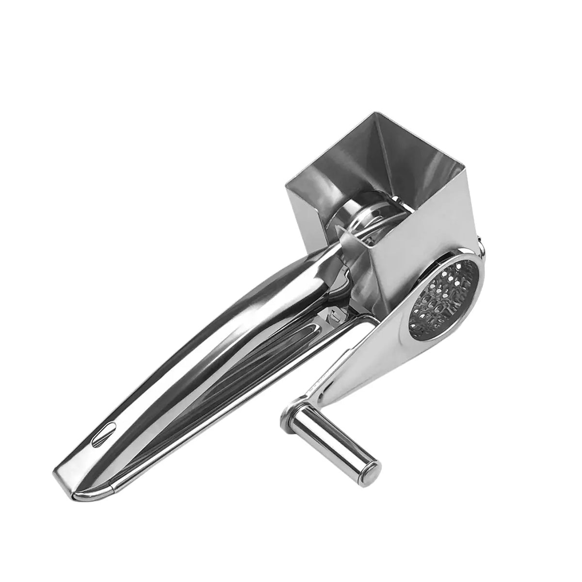 Multi-Functional Stainless Steel Rotary Cheese Grater, Hand-Cranked Design, Safe Food Handling, Ideal for Creative Kitchens