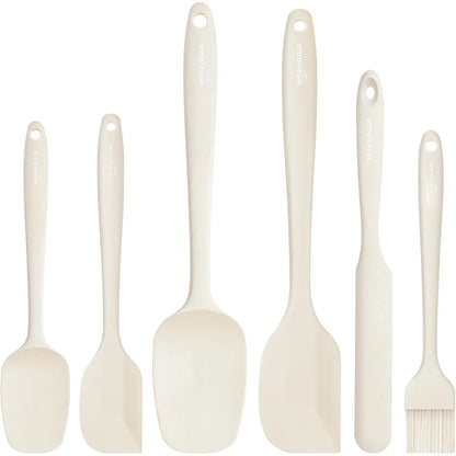 6 count  Spatula Set with  Brush,Mixing-Black | -Grade Material,Heat Resistant Up to 600°F,Dishwasher Safe,