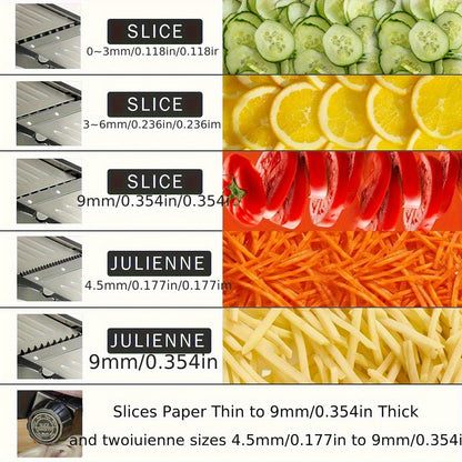 Mandoline Food Slicer, Adjustable Stainless Steel Food Vegetable Potato Onion Slicer French Fry Cutter, Tomato Slicer with Cleaning Brush