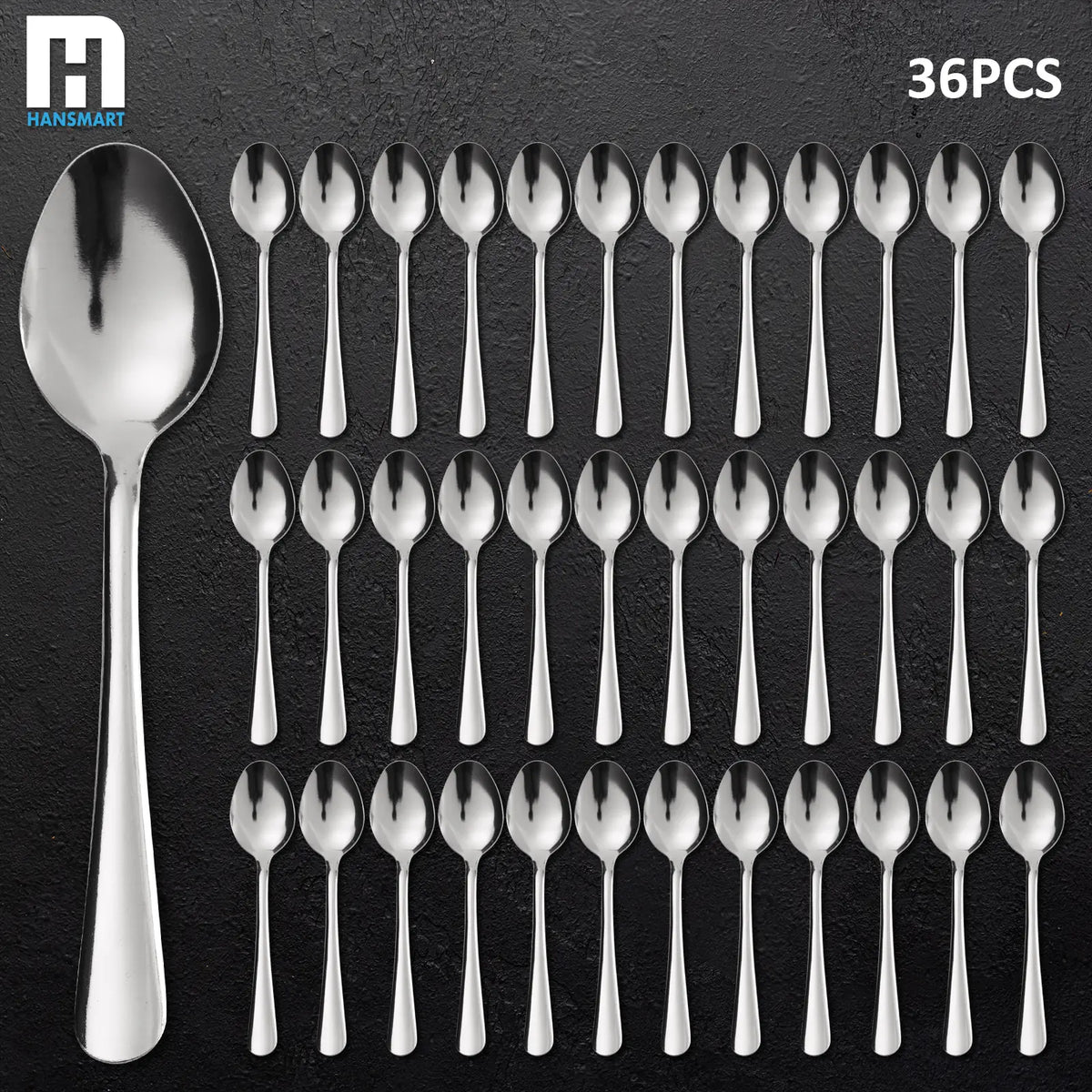 36-Piece Windsor Style Stainless Steel Tea Spoon Complete Set - Durable Tableware, Seamless Smooth Surface, Classic Sturdy Cutlery, Reusable Dishwasher Safe, 36pc for Parties, Party Banquets, Daily Use
