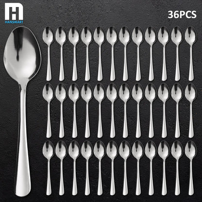 36-Piece Windsor Style Stainless Steel Tea Spoon Complete Set - Durable Tableware, Seamless Smooth Surface, Classic Sturdy Cutlery, Reusable Dishwasher Safe, 36pc for Parties, Party Banquets, Daily Use