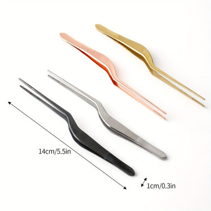 1pc/4pcs Baking Cake Plating Tweezers Decorating Tool, 430 Stainless Steel Molecular Gastronomy Stainless Steel Tool, Chef's Plating Cooking Tongs