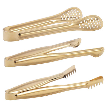 6-Inch Gold-Plated Stainless Steel Mini Serving Tongs Set of 6, Multi-Use Gold Kitchen Utensils, Cheese Shred & Lemon Slice Server, Handles Sugar Cubes & Marshmallows, Tableware for Home Cooking