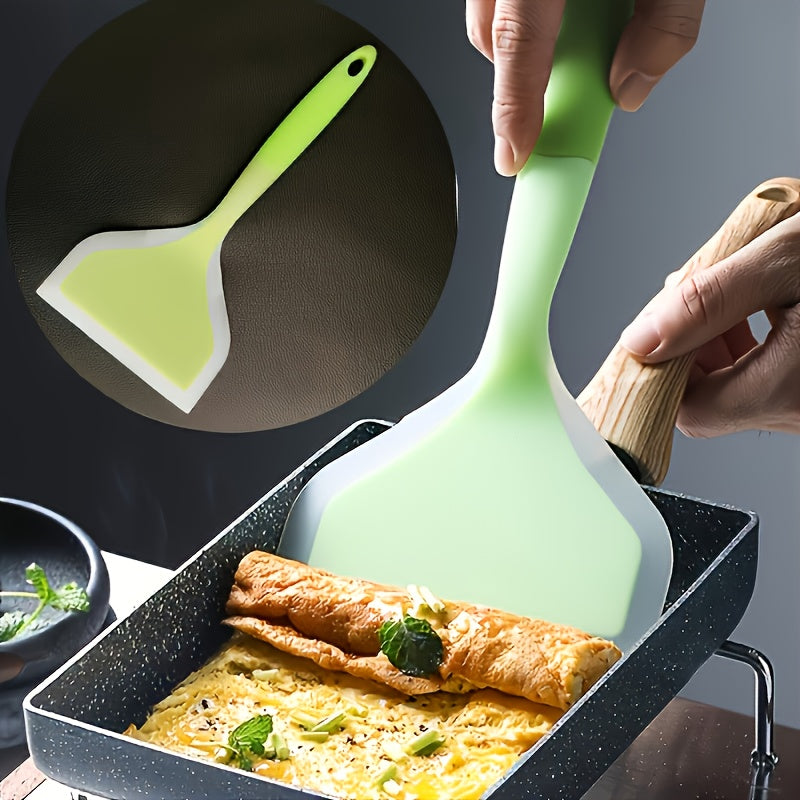One Random Multi-functional Silicone Spatula in 4 Colors - Non-stick and Heat-resistant, Suitable for Cooking, Stirring and Barbecuing - Perfect for Making Pancakes, Steaks and Barbecue Food
