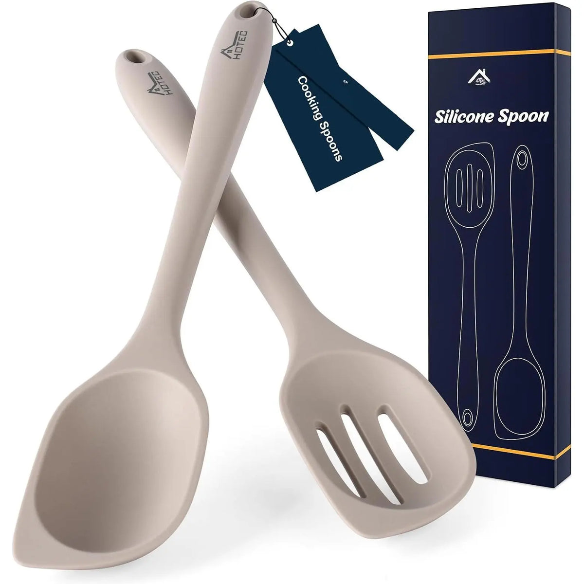 446°F Heat Resistant  Cooking Spoon Spatula,  Large Kitchen Solid and Slotted Spoons for Mixing, Serving, Scraping, Non-stick, Dishwasher Safe Classic Blue 12.5inch