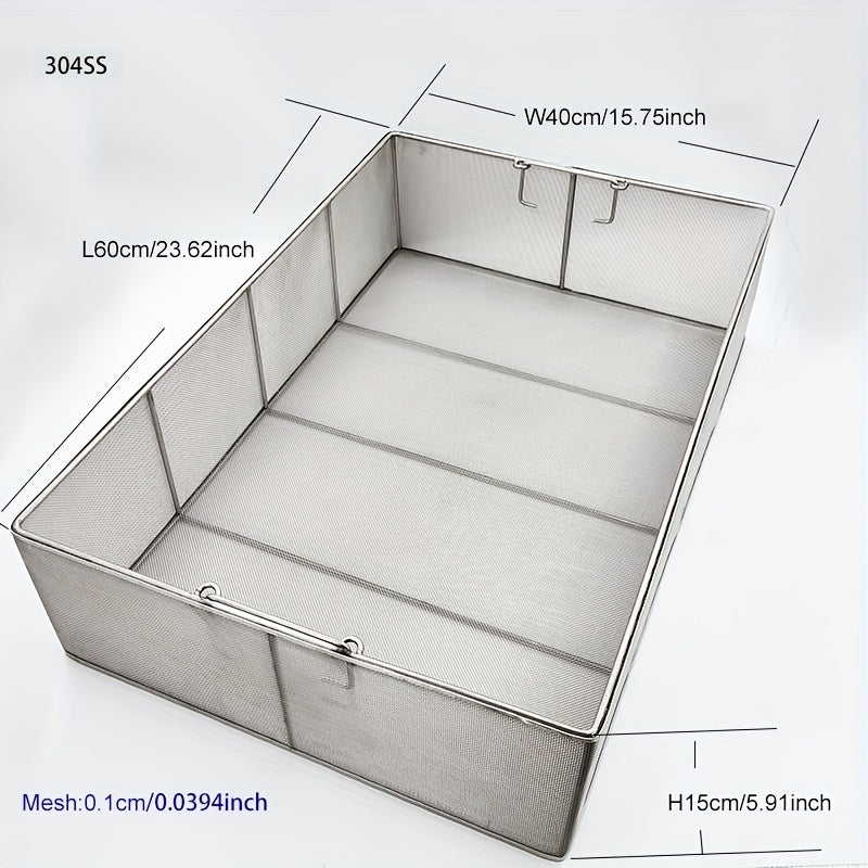 304 Stainless Steel Cleaning Basket, Metal Wire Mesh Basket, Cleaning And Filtering Equipment, Workpiece Drainage, Steaming, Frying, Screening And Filtering, High Load-Bearing Slag Separation, Rectangular, Storage, And Other Multi-Purpose