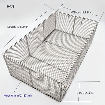 304 Stainless Steel Cleaning Basket, Metal Wire Mesh Basket, Cleaning And Filtering Equipment, Workpiece Drainage, Steaming, Frying, Screening And Filtering, High Load-Bearing Slag Separation, Rectangular, Storage, And Other Multi-Purpose