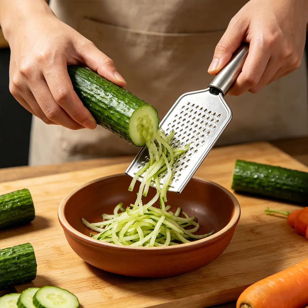 5PCS Stainless Steel Cheese Grater Set, Kitchen Grater & Peeler & Slicer, Lemon Zester with Cleaning Brush for Vegetable, Fruit, Chocolate