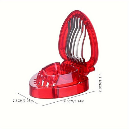 Stainless Steel Manual Strawberry Slicer - Ergonomic Fruit Slicer with Bent Blades for Berries, Cherries, Apples | No Electricity Needed, Easy-Clean Kitchen Tool for Smoothies, Desserts & Breakfast Prep, Visually Appealing Kitchenware | Easyclean Material