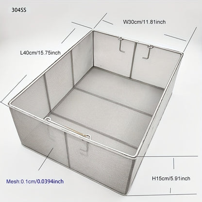 304 Stainless Steel Cleaning Basket, Metal Wire Mesh Basket, Cleaning And Filtering Equipment, Workpiece Drainage, Steaming, Frying, Screening And Filtering, High Load-Bearing Slag Separation, Rectangular, Storage, And Other Multi-Purpose