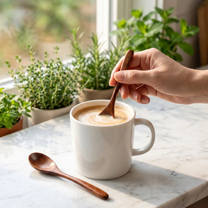 4 & 6 Natural Wooden Spoon Set,Durable Eco‑Friendly Long-Handle Cooking Spoons for Kitchen Cooking, Baking and Serving Kitchen Cooking Accessories, Kitchen Utensils Tool Wooden Cooking Tools-YY1