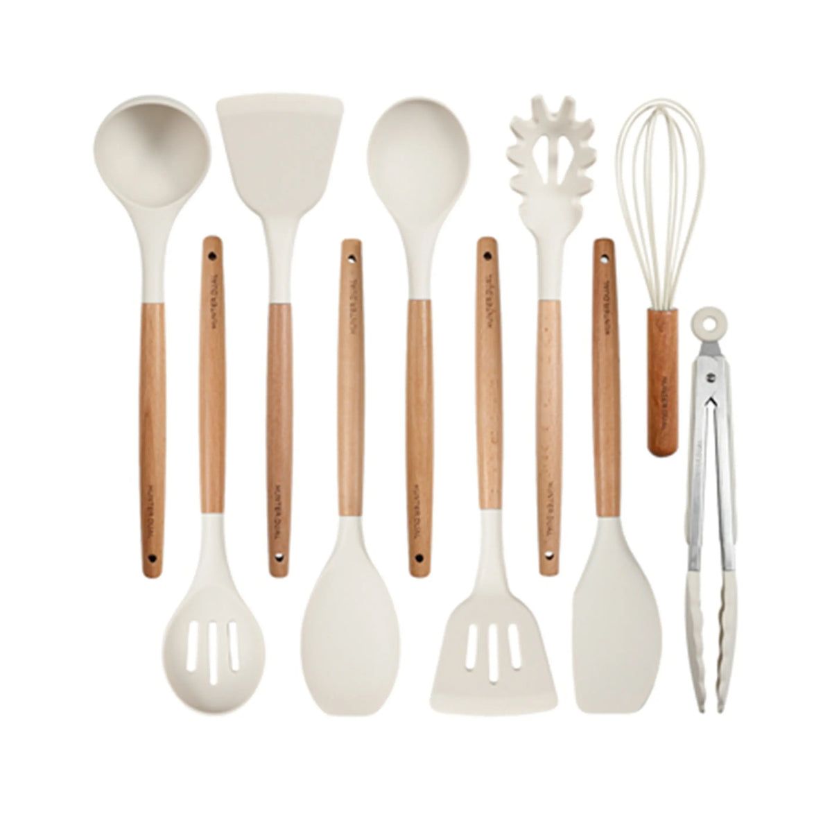 NULAS Silicone Cooking Utensils Set 10 Pcs - BPA Free Kitchen Utensil Set with Heat-Resistant Wood Handles, Non-Scratch Spatula Set Safe for Nonstick Cookware (Black) summerwins,home essentials sohochic