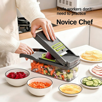 Durable Kitchen Slicer Dicer - Reusable ABS Multi-Use Kitchen Utensil with Slice-Dice-Grate, Rustproof Slicing, Peeler, Mechanical Design, Removable Parts for Easy Rinse Clean, Quick Chop Time, Portable Meal Prep Tool,sohochic