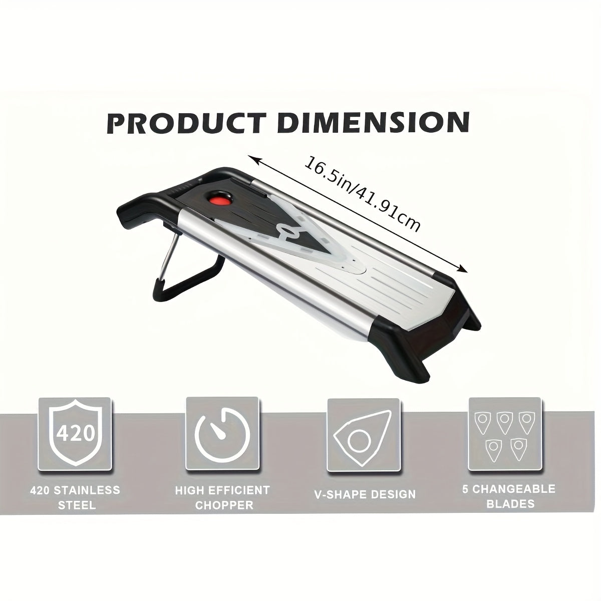 5-in-1 Adjustable Mandolin Slicer for Kitchen V-Blade Stainless Steel Mandoline Food Slicers Vegetable Cutter Julienne Slicer, Potato Onion Slicer