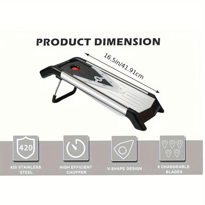5-in-1 Adjustable Mandolin Slicer for Kitchen V-Blade Stainless Steel Mandoline Food Slicers Vegetable Cutter Julienne Slicer, Potato Onion Slicer
