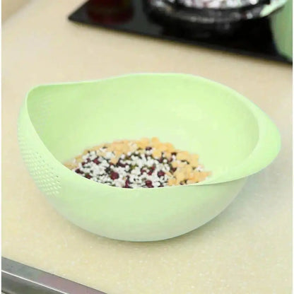 Multi‑Functional Dual Layer Kitchen Drain Basin, Versatile Colander Strainer Basket, Practical Food Washing Tool for Rinsing Rice, Fresh Fruits, Vegetables & Daily Household Meal Prep Utensils Blue