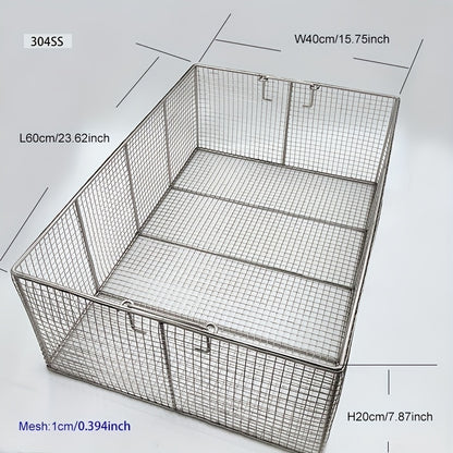 304 Stainless Steel Cleaning Basket, Metal Wire Mesh Basket, Cleaning And Filtering Equipment, Workpiece Drainage, Steaming, Frying, Screening And Filtering, High Load-Bearing Slag Separation, Rectangular, Storage, And Other Multi-Purpose