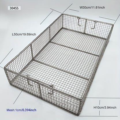 304 Stainless Steel Cleaning Basket, Metal Wire Mesh Basket, Cleaning And Filtering Equipment, Workpiece Drainage, Steaming, Frying, Screening And Filtering, High Load-Bearing Slag Separation, Rectangular, Storage, And Other Multi-Purpose